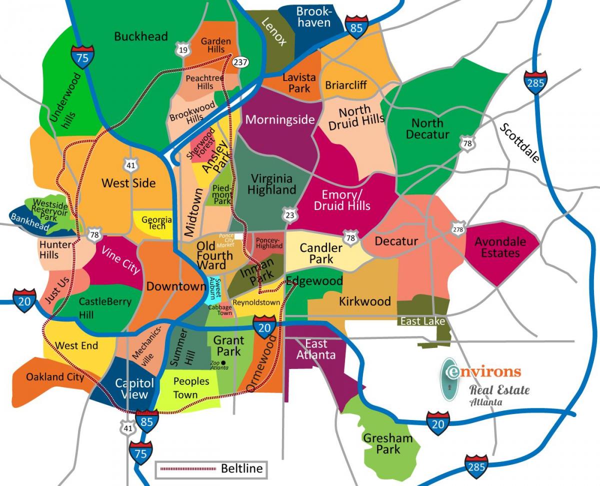 bản đồ của Atlanta khu phố
