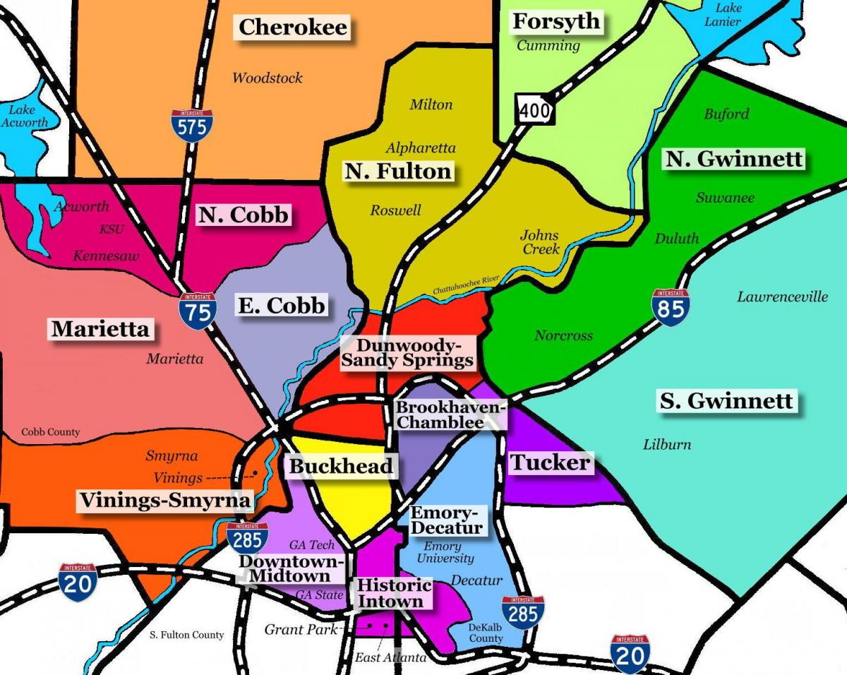 bản đồ của Atlanta ngoại ô