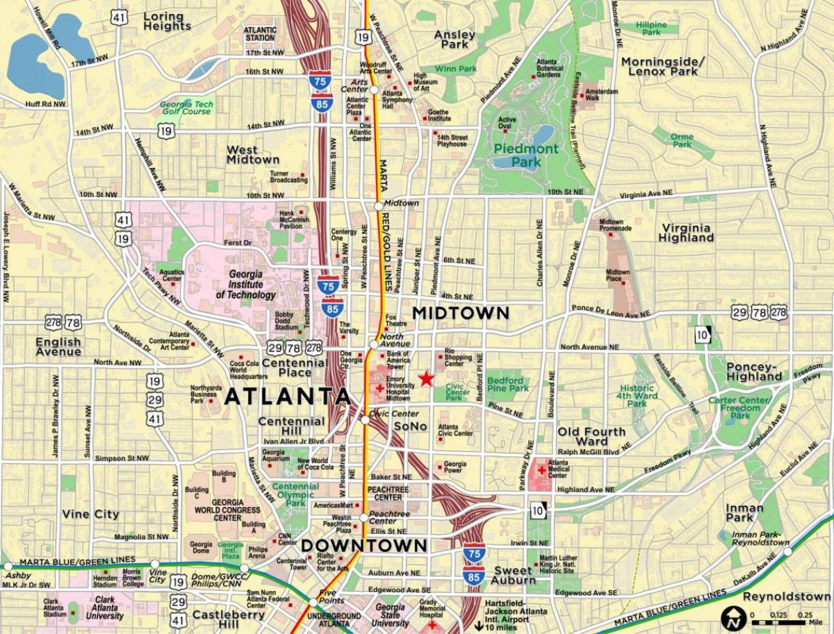 bản đồ của midtown Atlanta