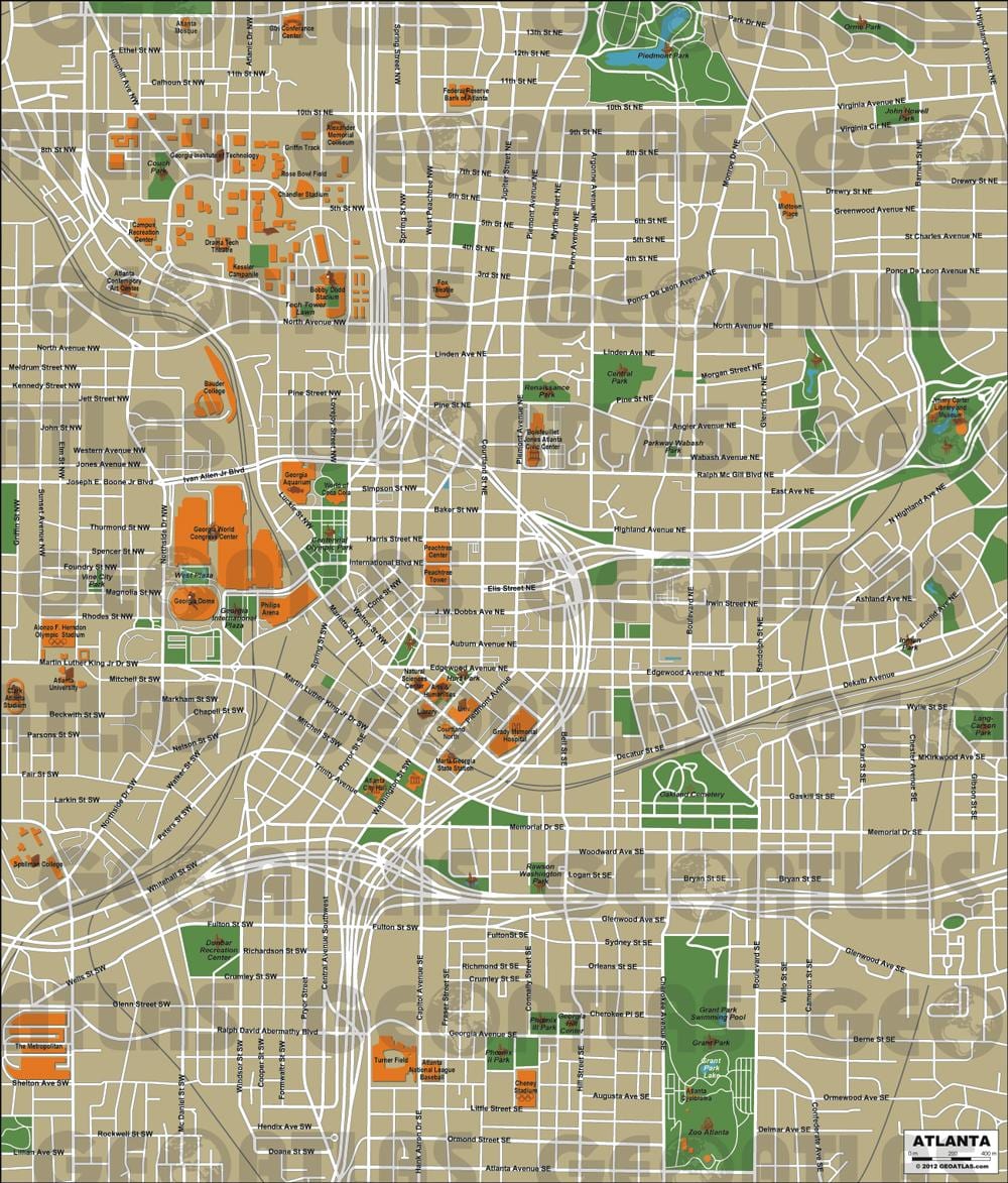 thành phố của Atlanta bản đồ