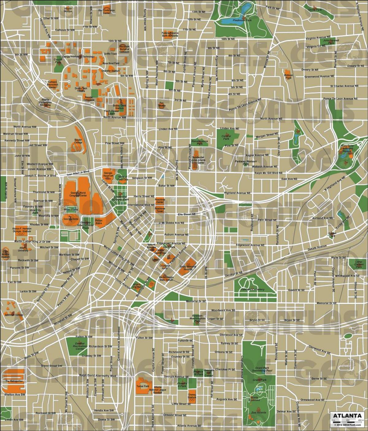thành phố của Atlanta bản đồ