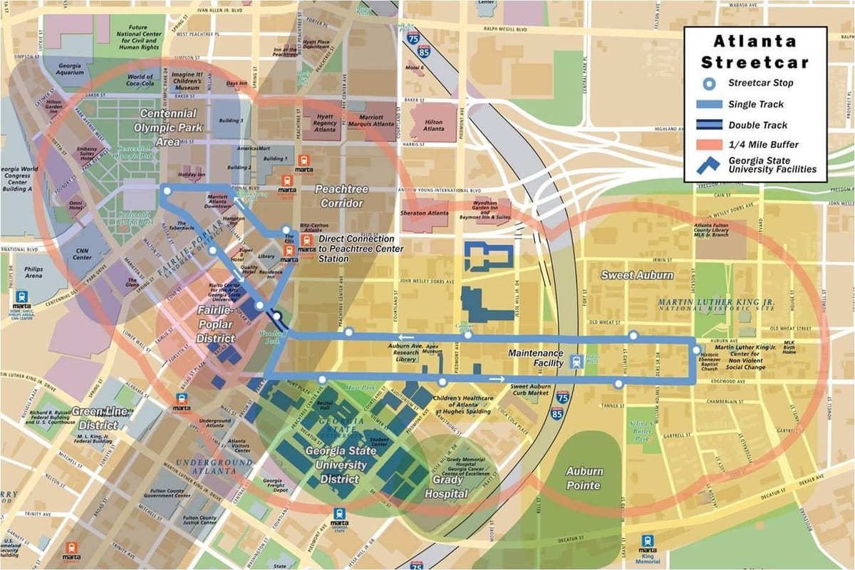 bản đồ của đường xe điện Atlanta
