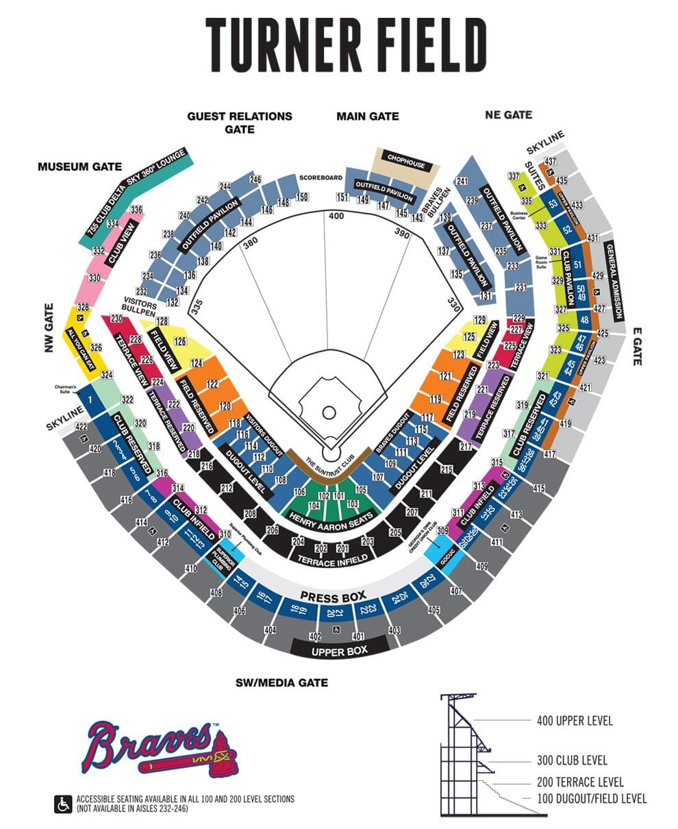 Braves chỗ ngồi sân vận động bản đồ